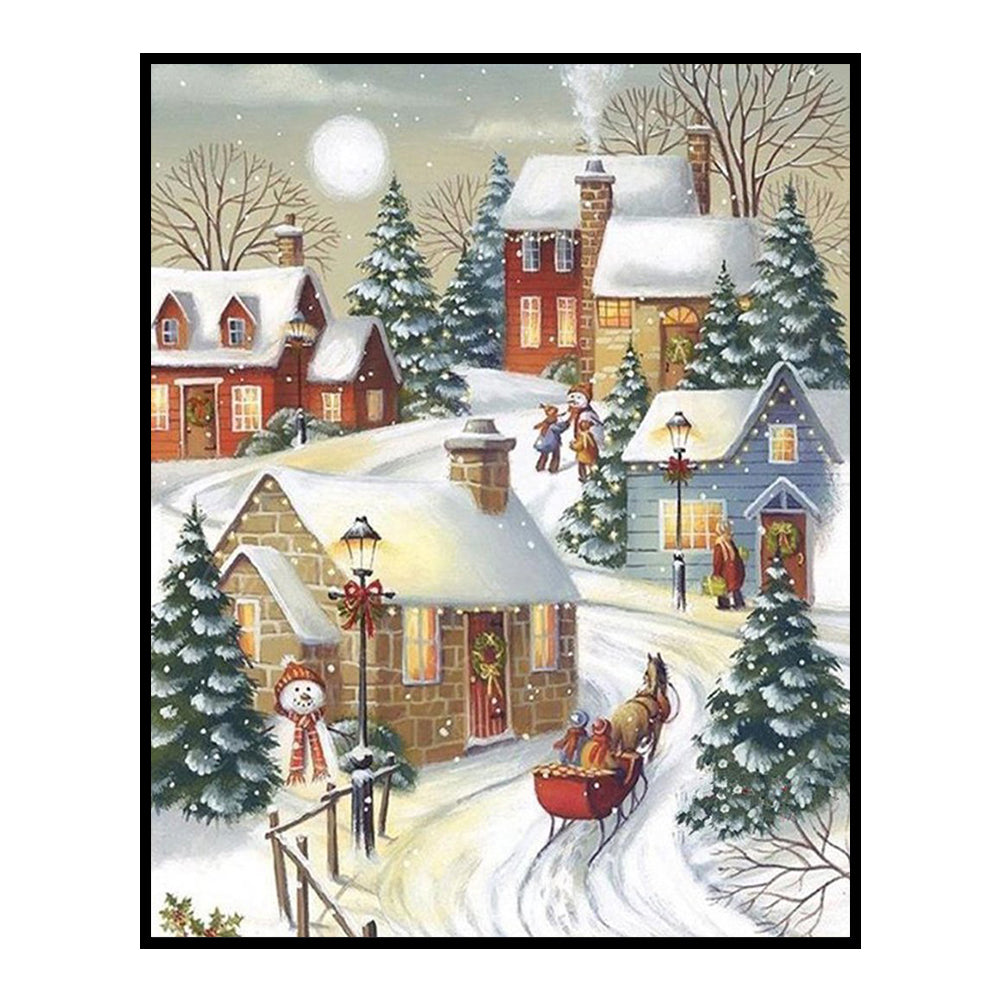 Christmas Snow Scene - 11CT Counted Cross Stitch 40*50CM