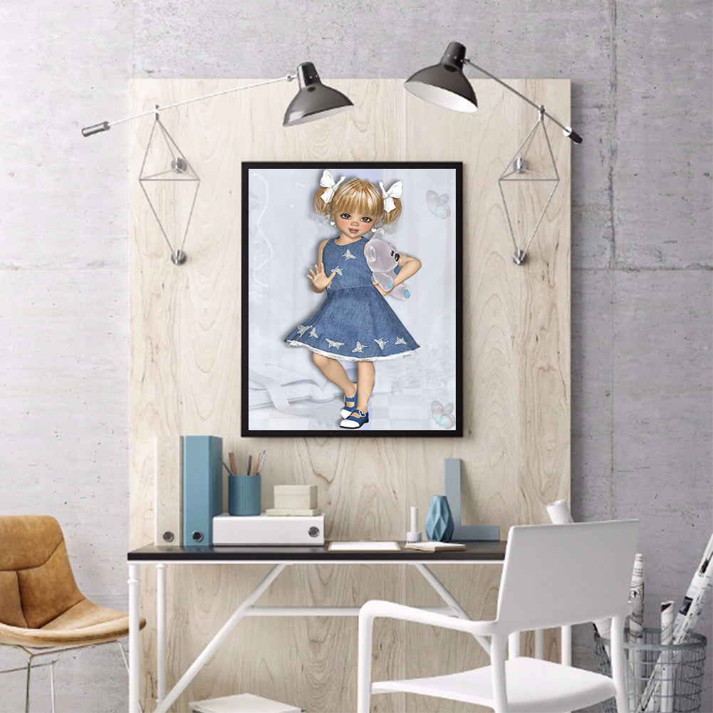 Big Eyes Girl - Full Round Drill Diamond Painting 30*40CM
