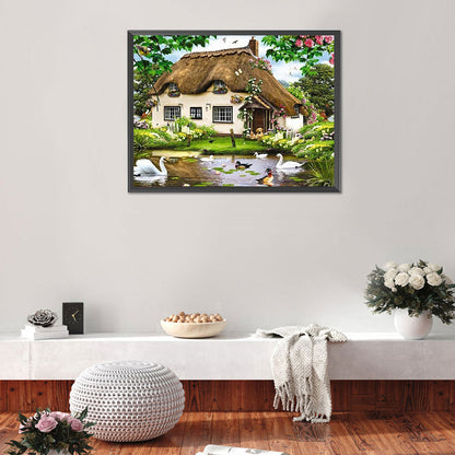 Thatched House - Full Round Drill Diamond Painting 40*30CM