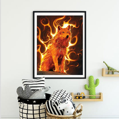 Flaming Fox - Full Round Drill Diamond Painting 50*60CM