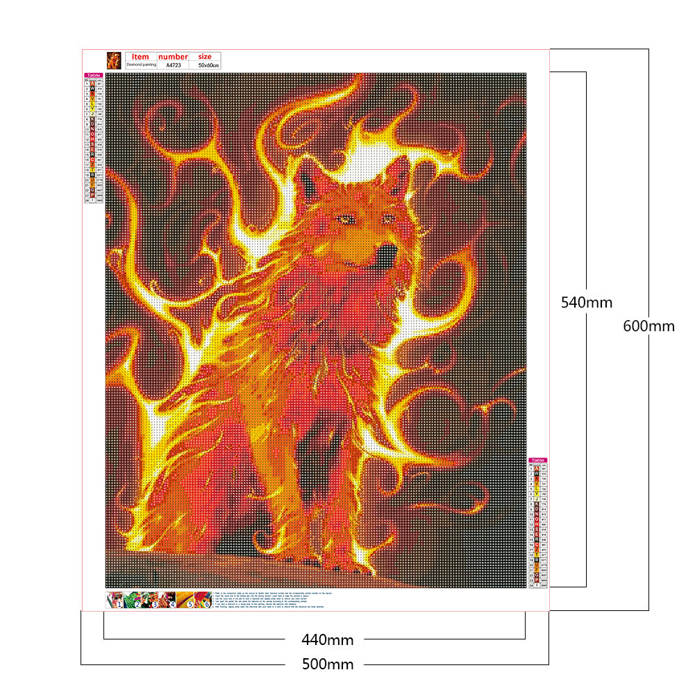 Flaming Fox - Full Round Drill Diamond Painting 50*60CM