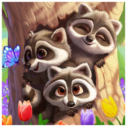 Three Beavers - Full Round Drill Diamond Painting 30*30CM