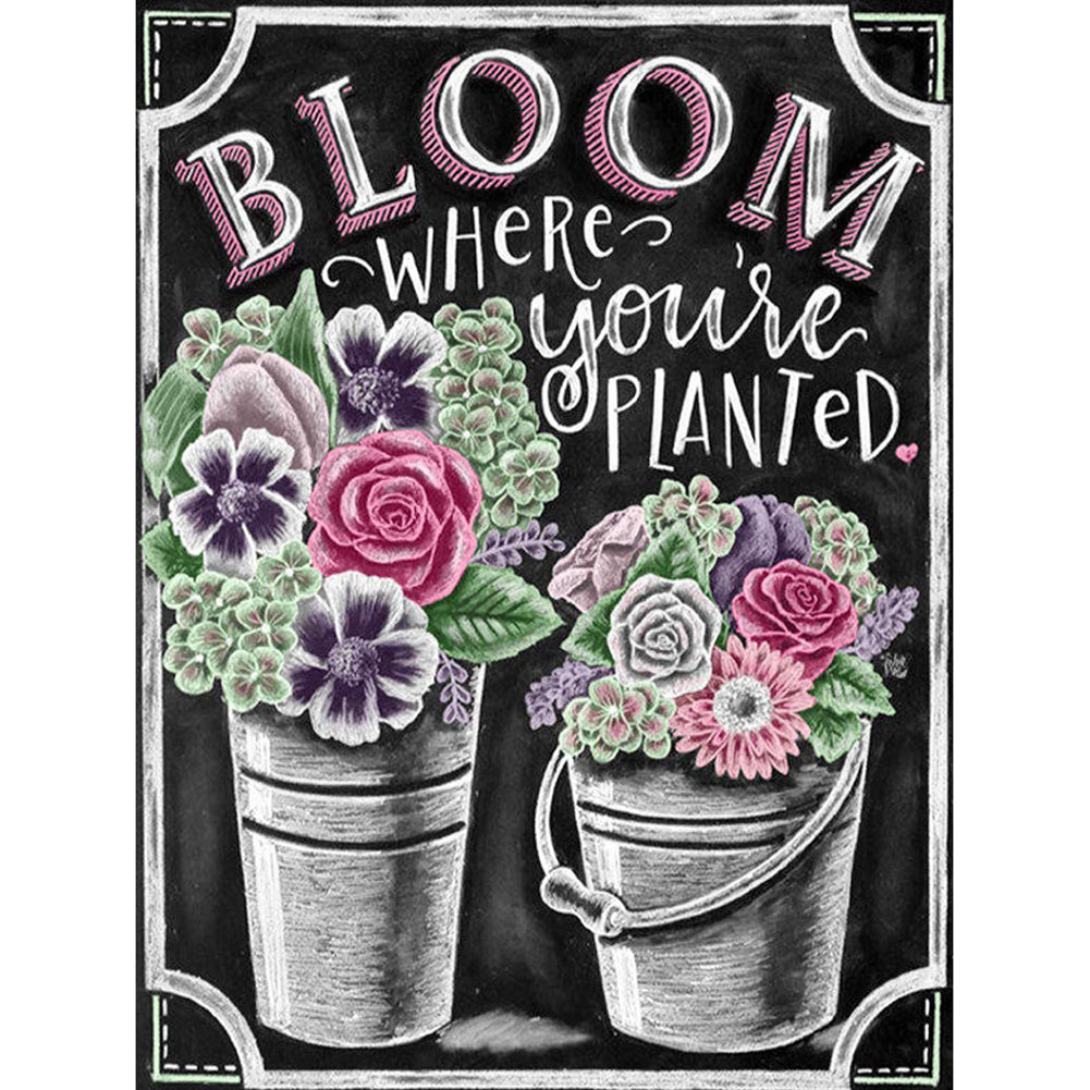 Spring Flowers In English - Full Round Drill Diamond Painting 30*40CM