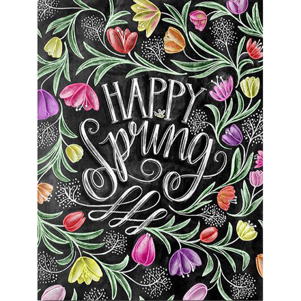 Spring Flowers In English - Full Round Drill Diamond Painting 30*40CM