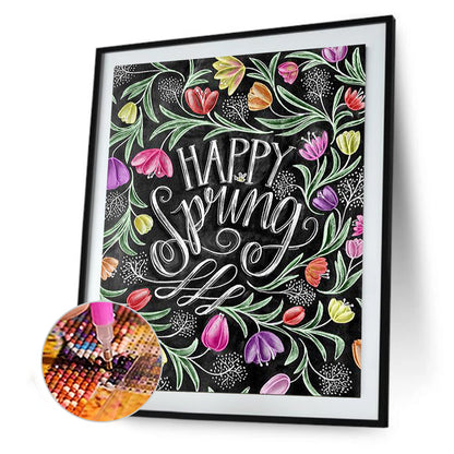 Spring Flowers In English - Full Round Drill Diamond Painting 30*40CM