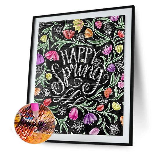 Spring Flowers In English - Full Round Drill Diamond Painting 30*40CM