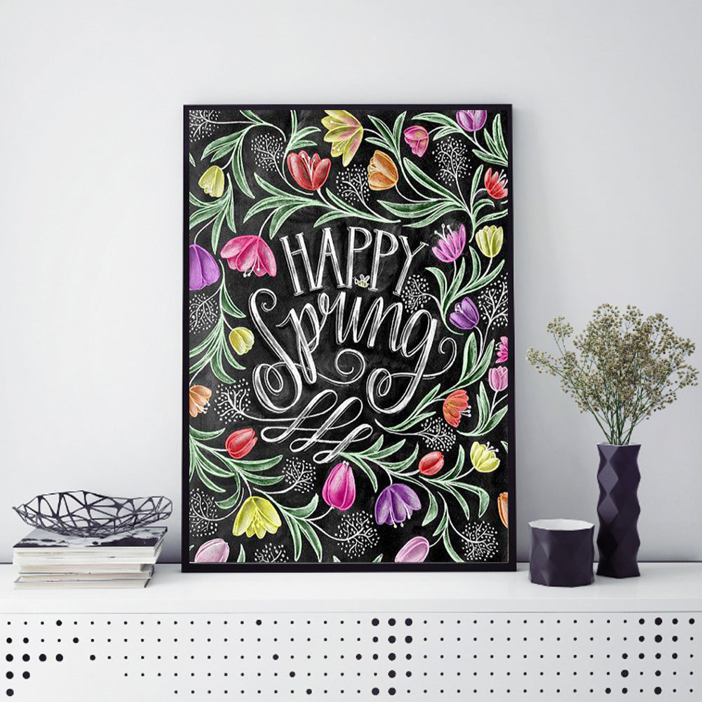 Spring Flowers In English - Full Round Drill Diamond Painting 30*40CM