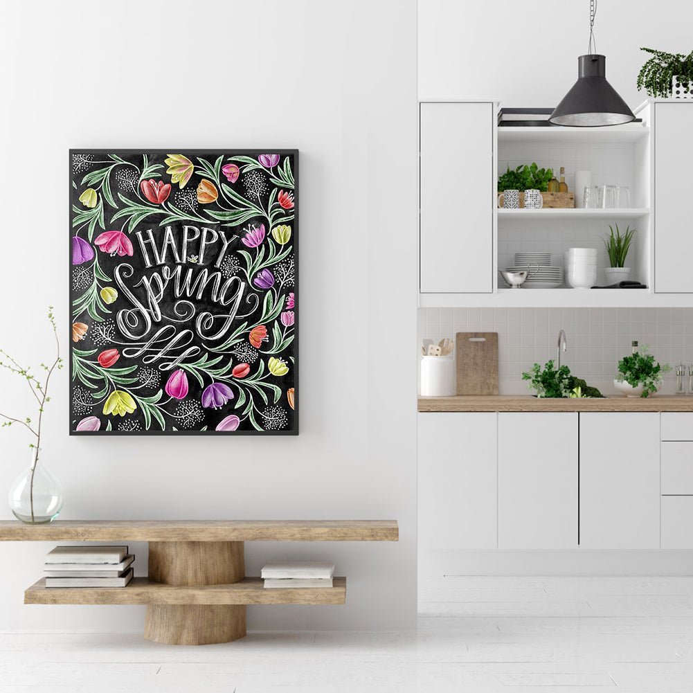 Spring Flowers In English - Full Round Drill Diamond Painting 30*40CM