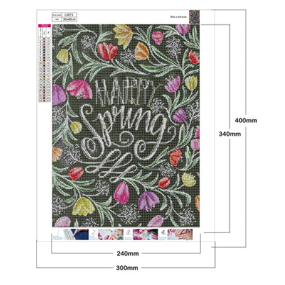 Spring Flowers In English - Full Round Drill Diamond Painting 30*40CM