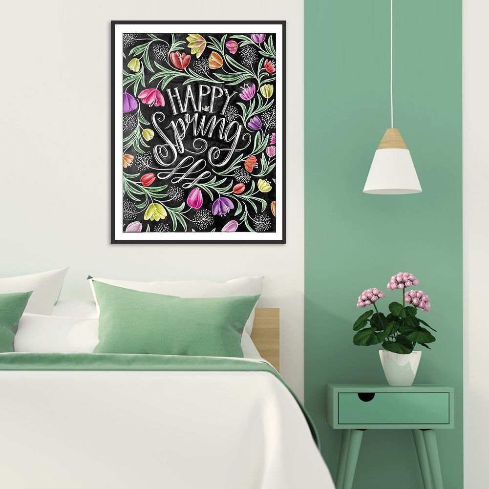 Spring Flowers In English - Full Round Drill Diamond Painting 30*40CM