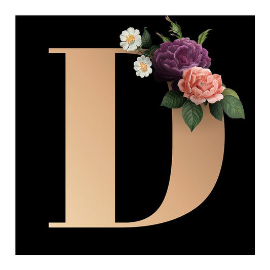 Flower Letter D - Full Round Drill Diamond Painting 40*40CM