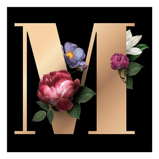 Flower Letter M - Full Round Drill Diamond Painting 40*40CM