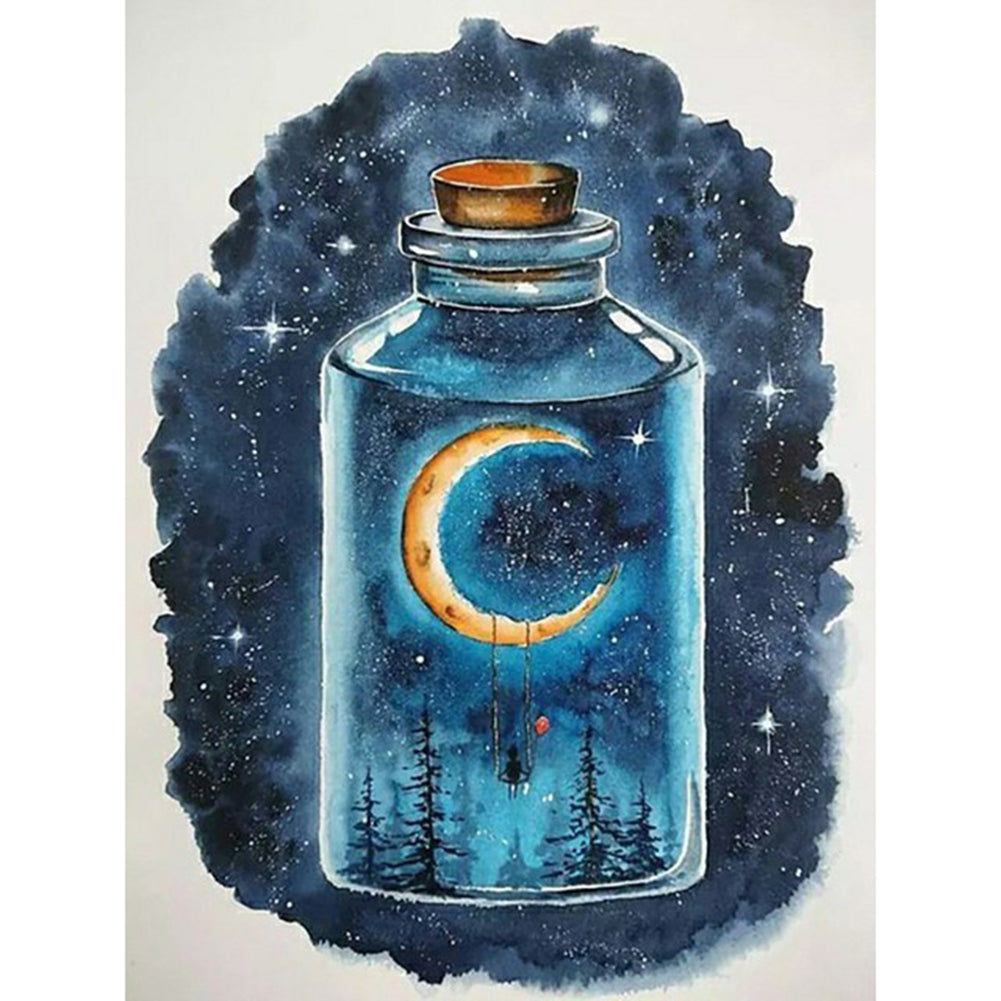 Moon Luminous Bottle - Full Round Drill Diamond Painting 30*40CM