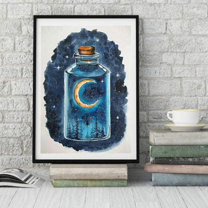 Moon Luminous Bottle - Full Round Drill Diamond Painting 30*40CM