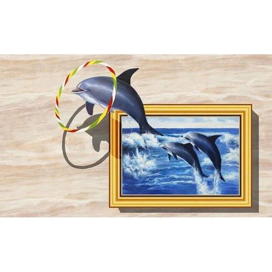 Dolphin - Full Round Drill Diamond Painting 60*40CM