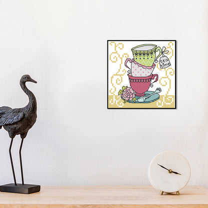 Teacup Three - 11CT Counted Cross Stitch 18*18CM