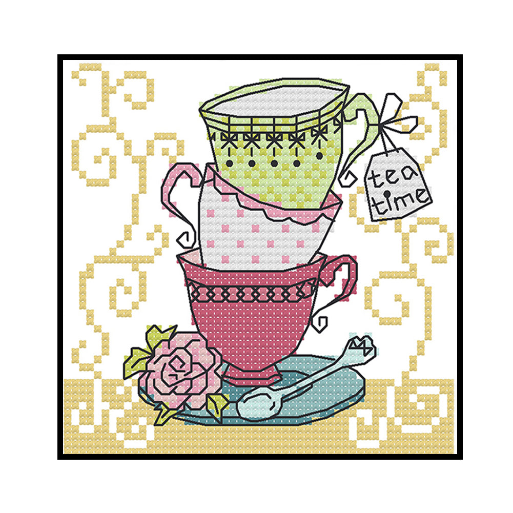 Teacup Three - 11CT Counted Cross Stitch 18*18CM