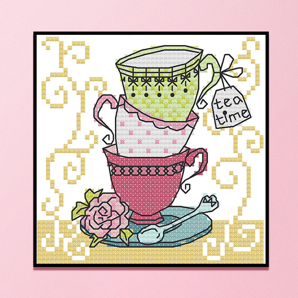 Teacup Three - 11CT Counted Cross Stitch 18*18CM