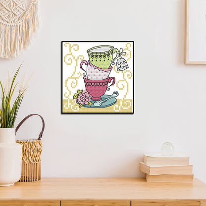 Teacup Three - 11CT Counted Cross Stitch 18*18CM