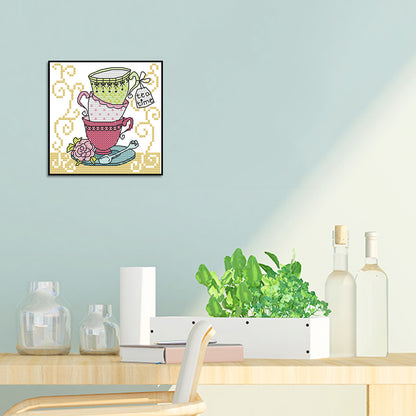 Teacup Three - 11CT Counted Cross Stitch 18*18CM