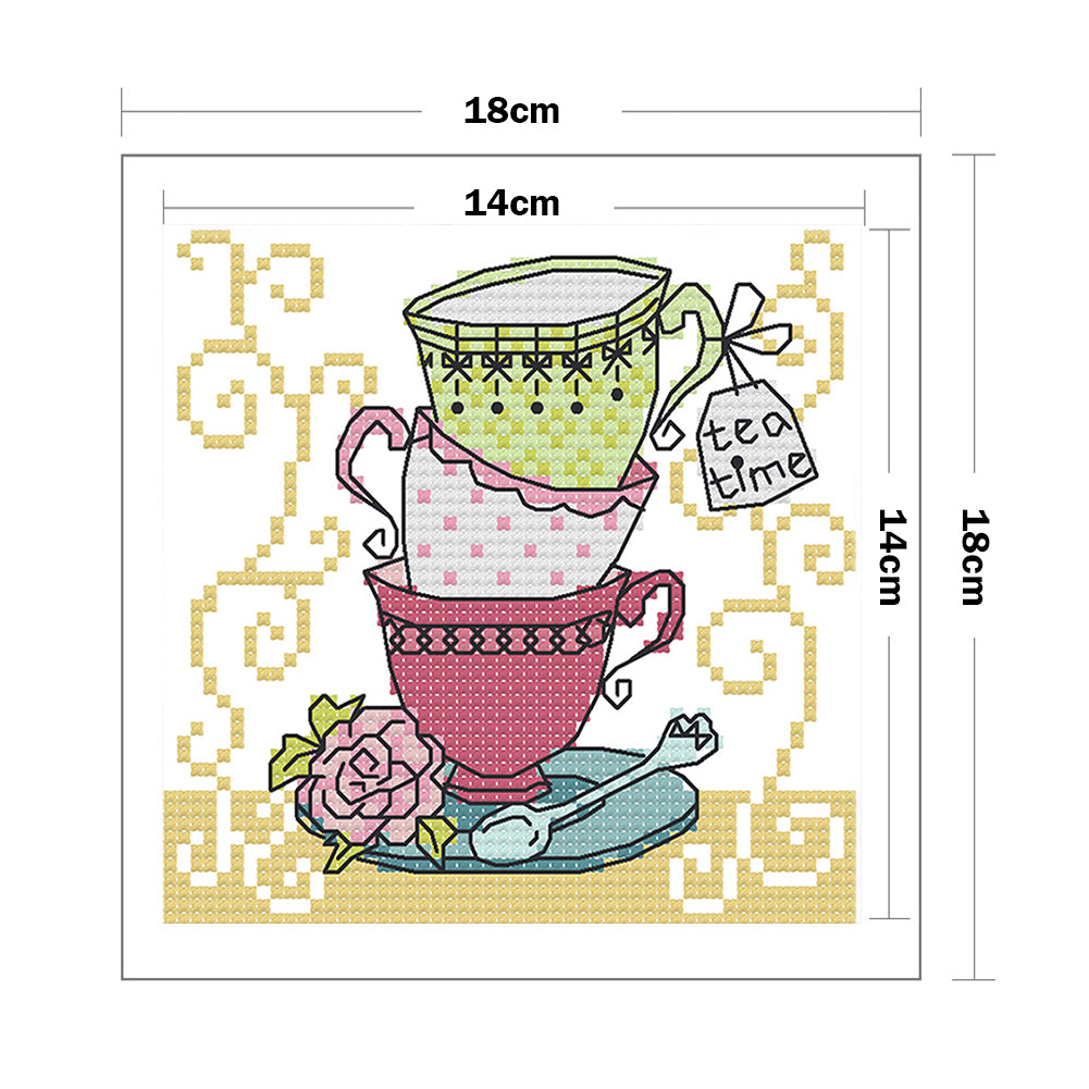 Teacup Three - 11CT Counted Cross Stitch 18*18CM