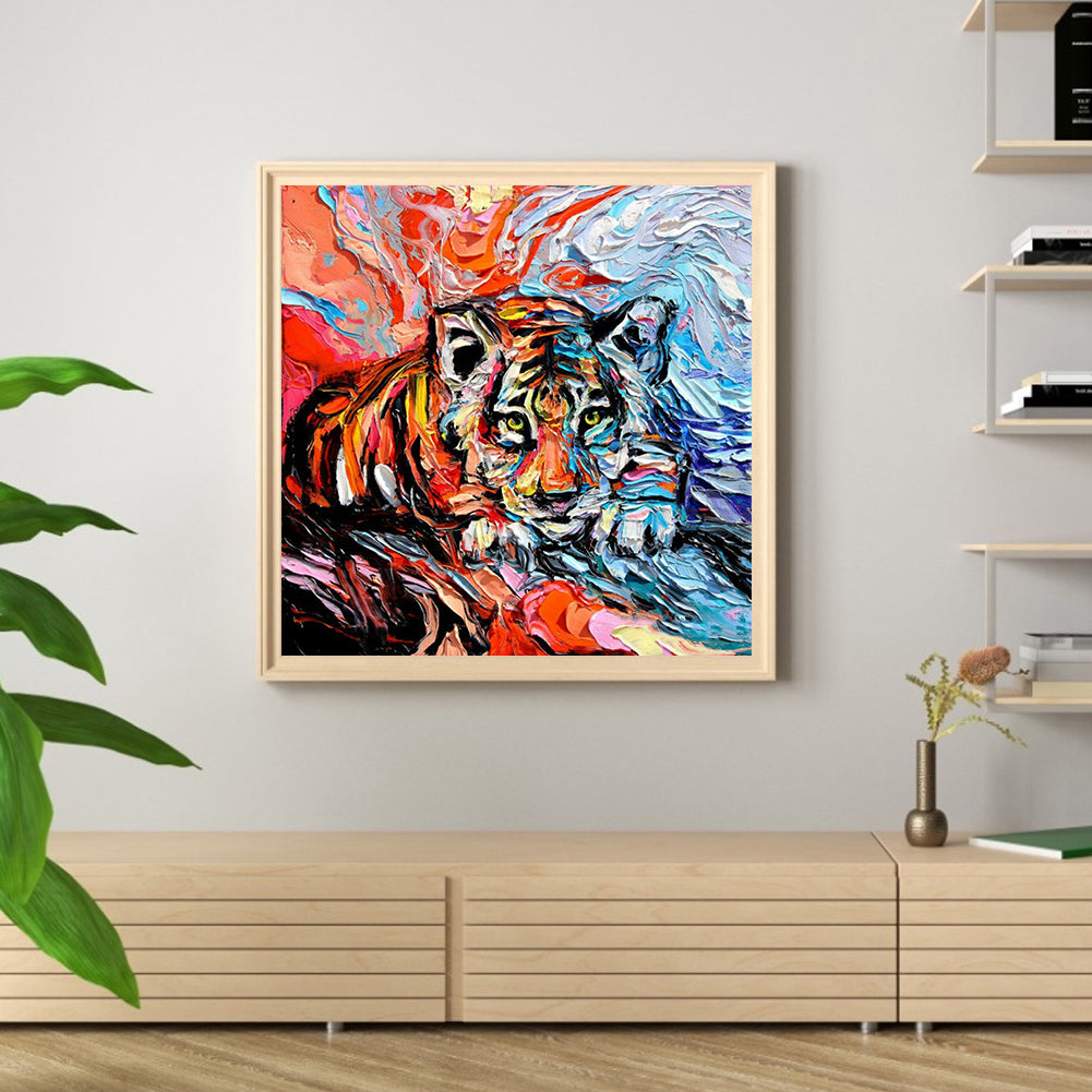 Oil Painting Tiger - Full Square Drill Diamond Painting 40*40CM