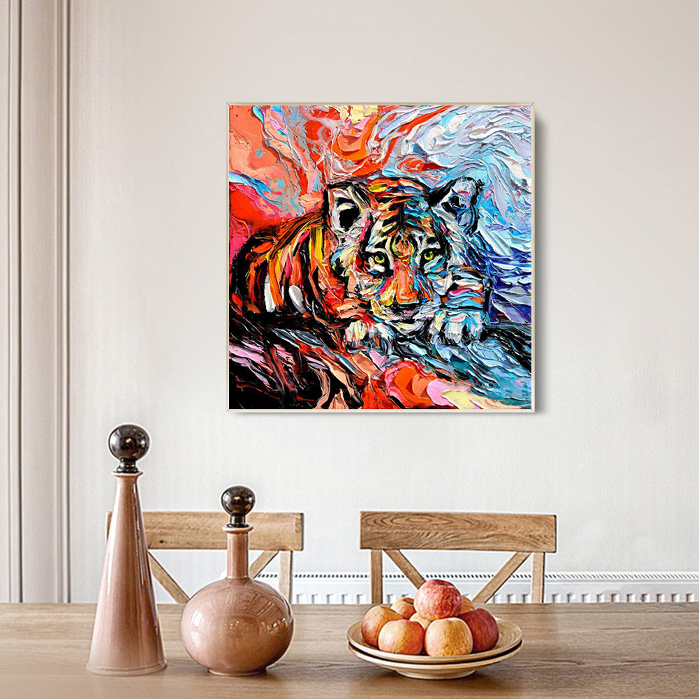 Oil Painting Tiger - Full Square Drill Diamond Painting 40*40CM