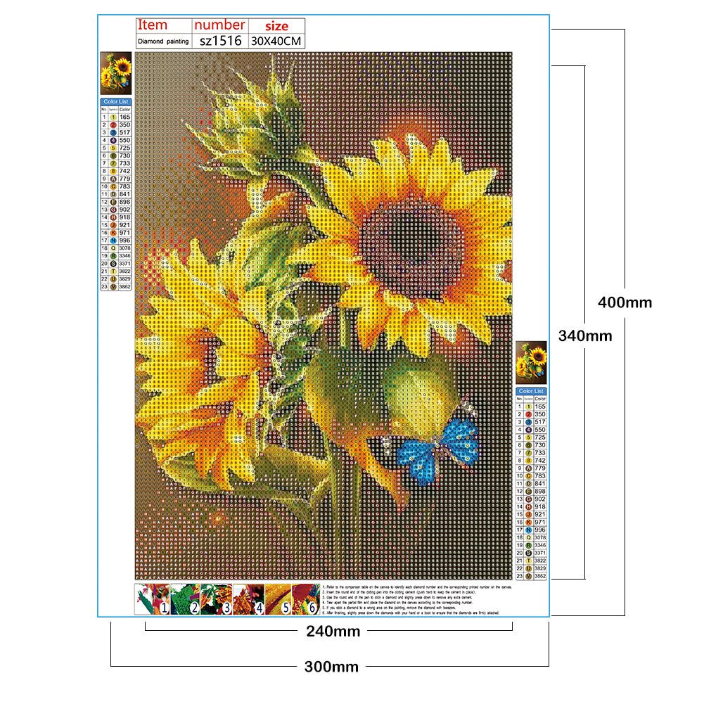 Sunflower Bouquet - Full Round Drill Diamond Painting 30*40CM