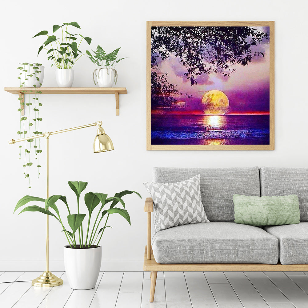 Sunset On The Lake - Full Round Drill Diamond Painting 40*40CM