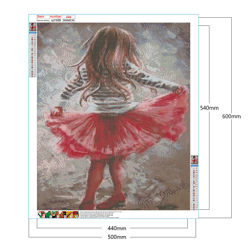 Oil Painting Little Girl - Full Round Drill Diamond Painting 50*60CM