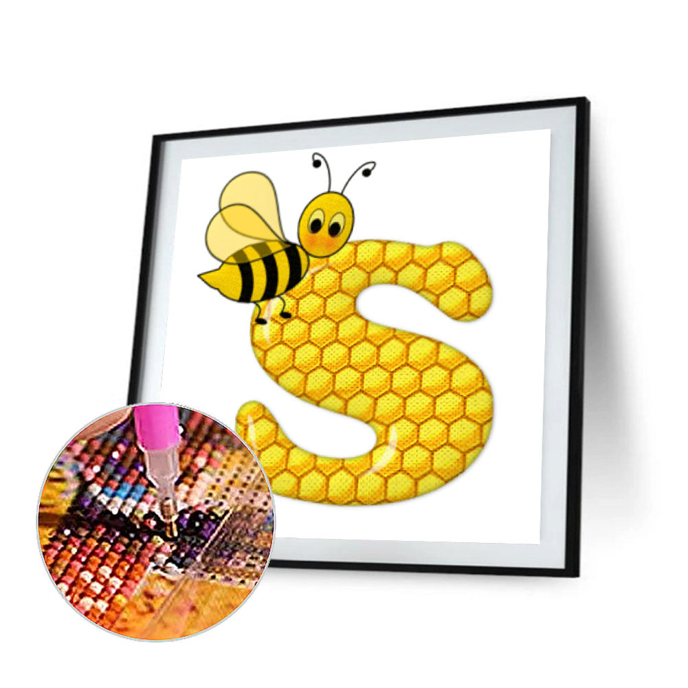 Bee Letter S - Full Round Drill Diamond Painting 30*30CM