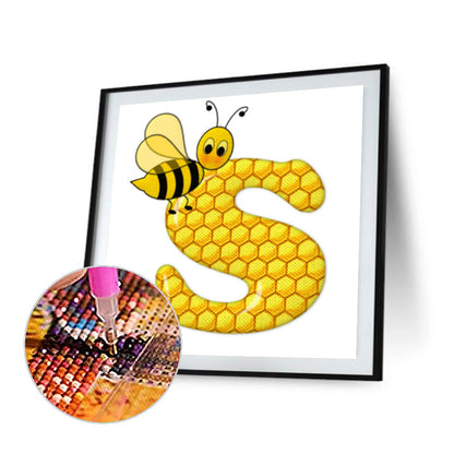 Bee Letter S - Full Round Drill Diamond Painting 30*30CM