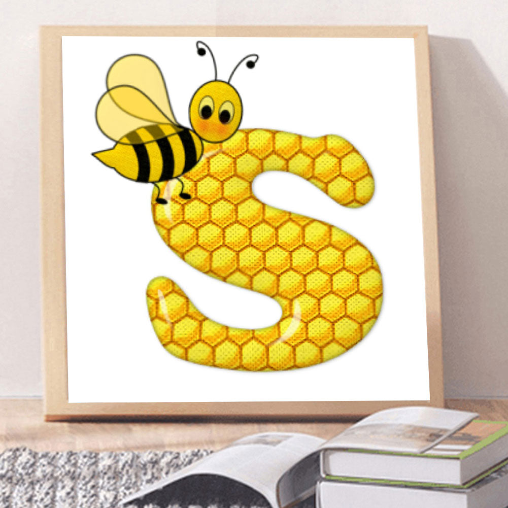 Bee Letter S - Full Round Drill Diamond Painting 30*30CM