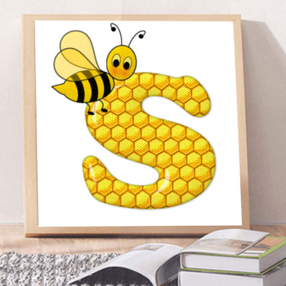 Bee Letter S - Full Round Drill Diamond Painting 30*30CM