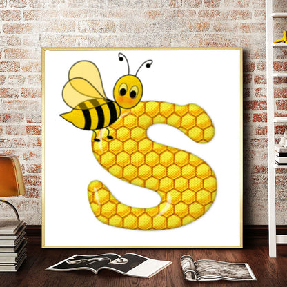 Bee Letter S - Full Round Drill Diamond Painting 30*30CM