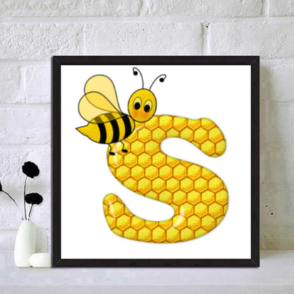 Bee Letter S - Full Round Drill Diamond Painting 30*30CM