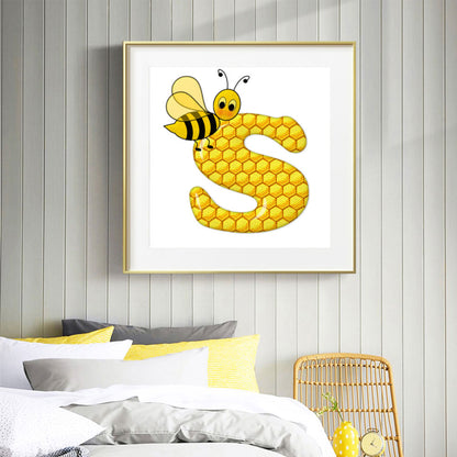 Bee Letter S - Full Round Drill Diamond Painting 30*30CM