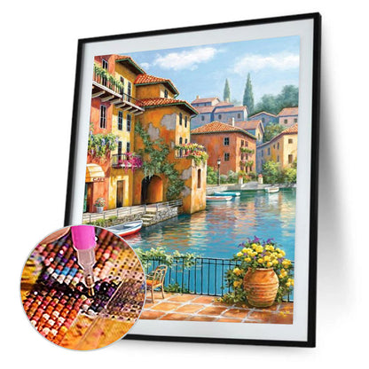 Small Town Scenery - Full Round Drill Diamond Painting 30*40CM