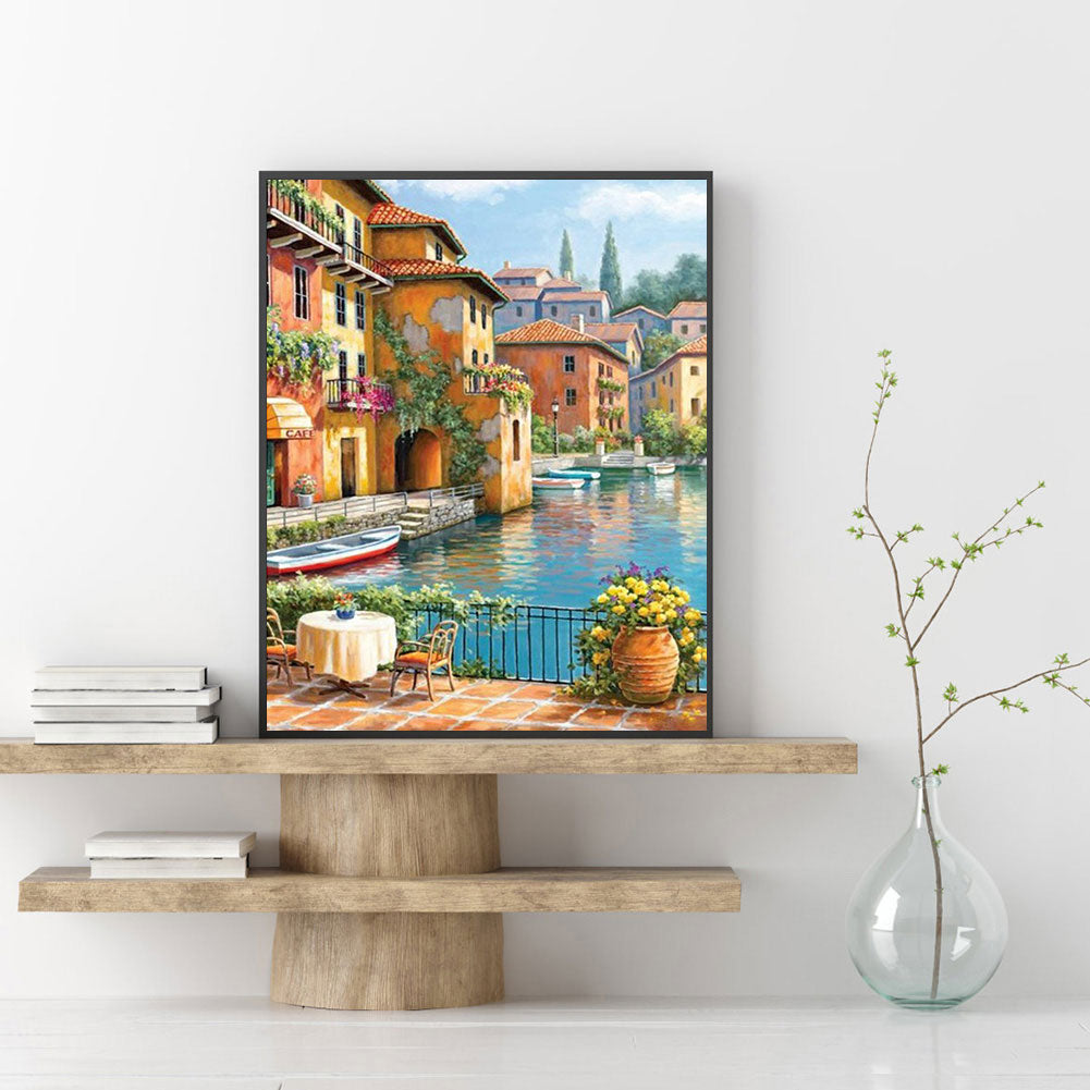 Small Town Scenery - Full Round Drill Diamond Painting 30*40CM