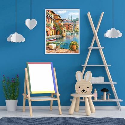 Small Town Scenery - Full Round Drill Diamond Painting 30*40CM