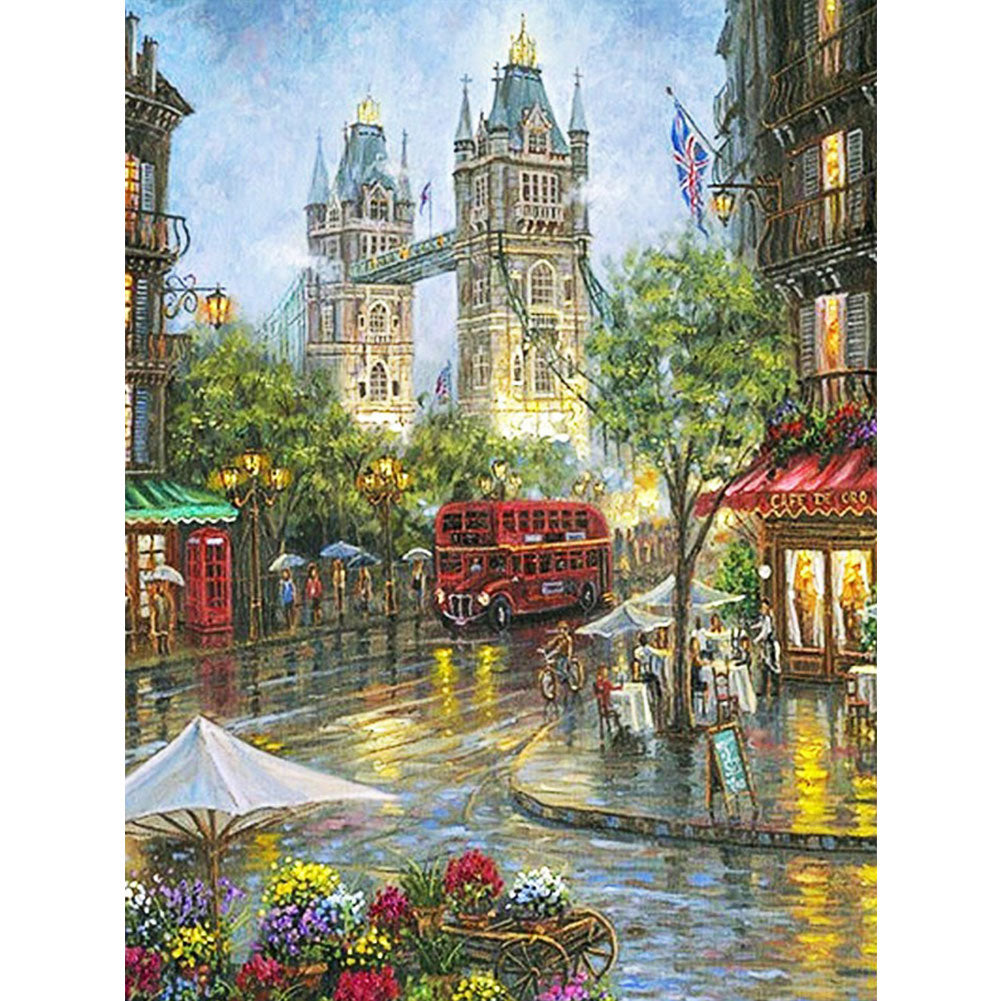 Small Town Scenery - Full Round Drill Diamond Painting 30*40CM