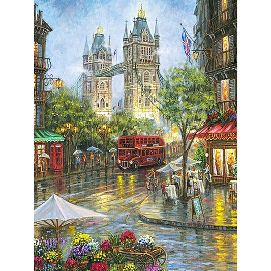 Small Town Scenery - Full Round Drill Diamond Painting 30*40CM