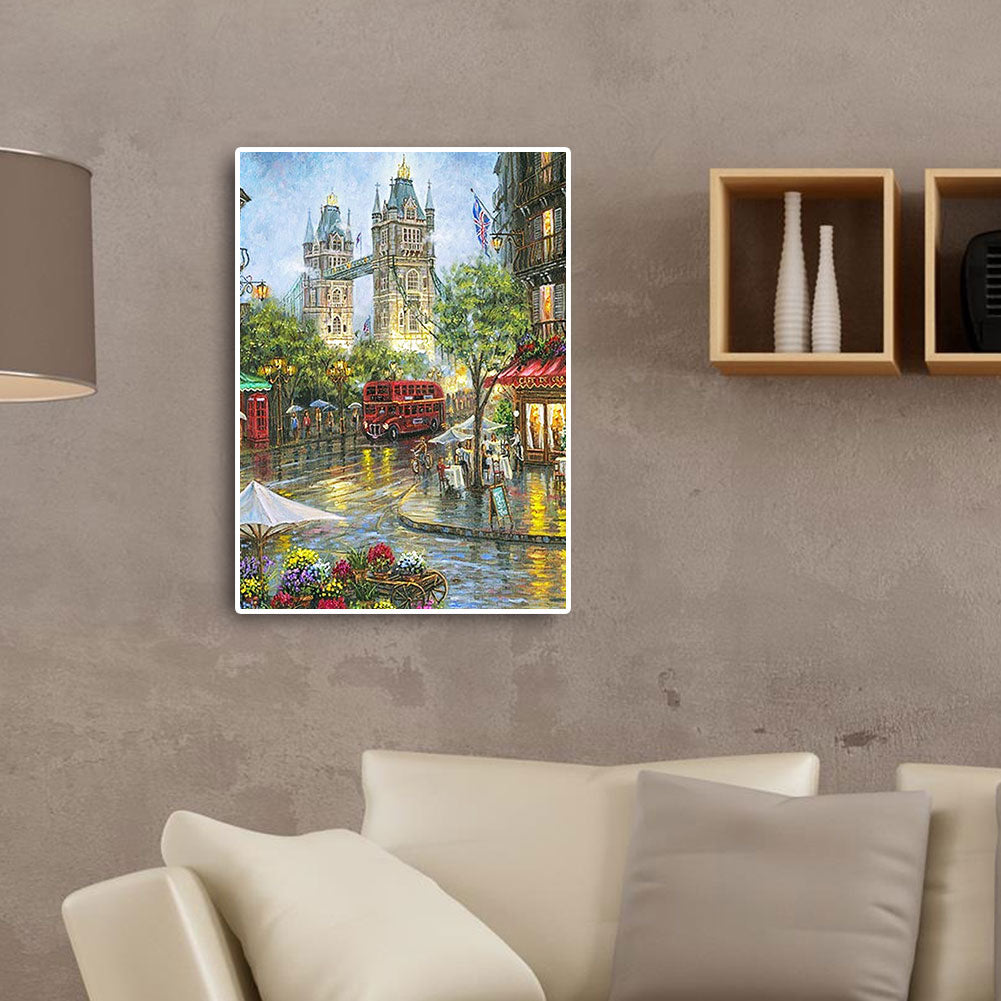 Small Town Scenery - Full Round Drill Diamond Painting 30*40CM