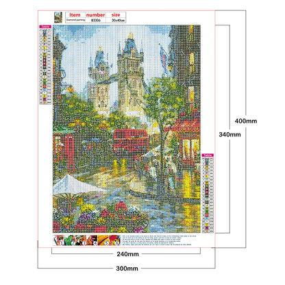 Small Town Scenery - Full Round Drill Diamond Painting 30*40CM