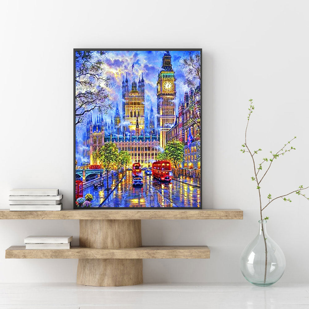 Small Town Scenery - Full Round Drill Diamond Painting 30*40CM