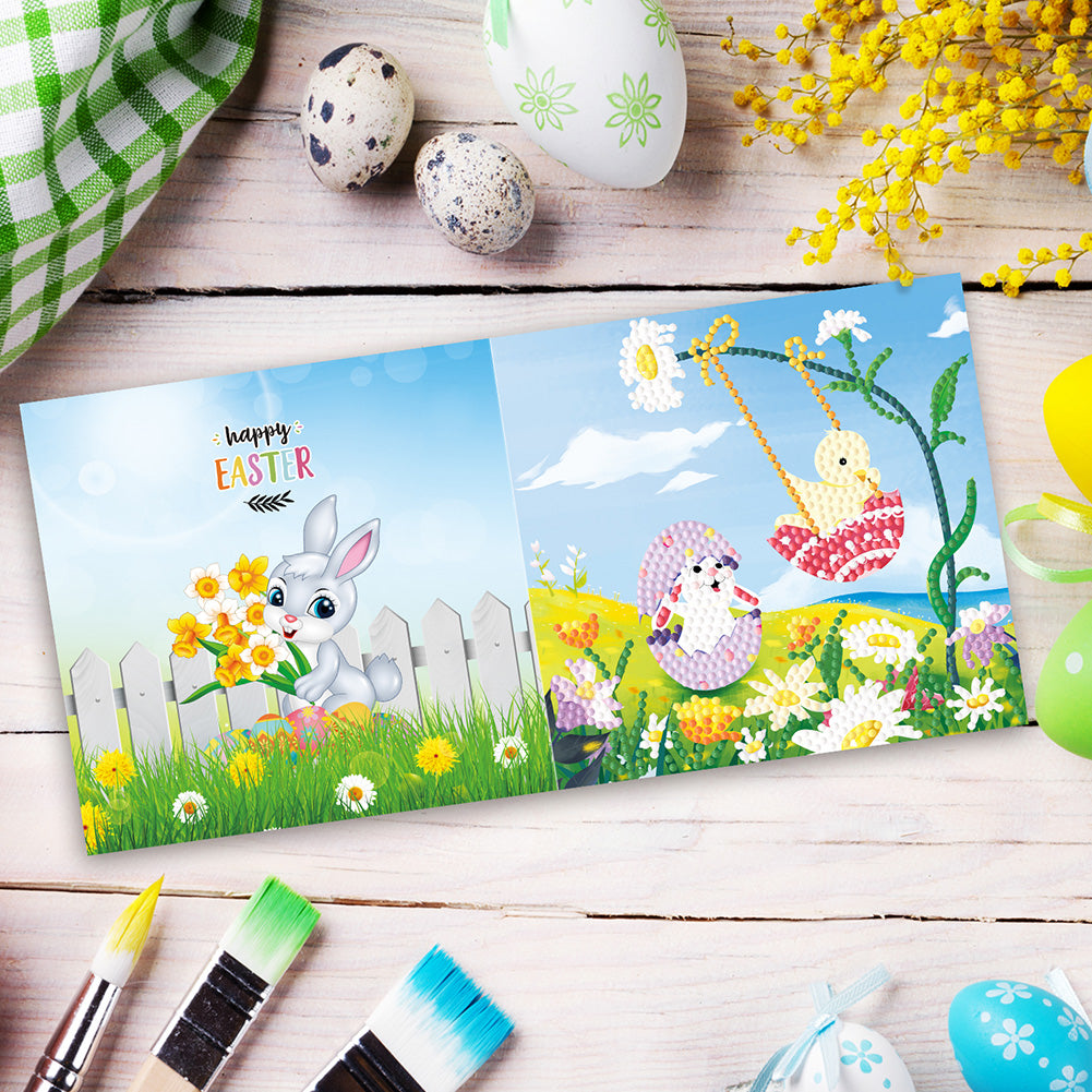 4pcs Easter Greeting Cards Diamond Painting DIY Postcards Kit with Envelope