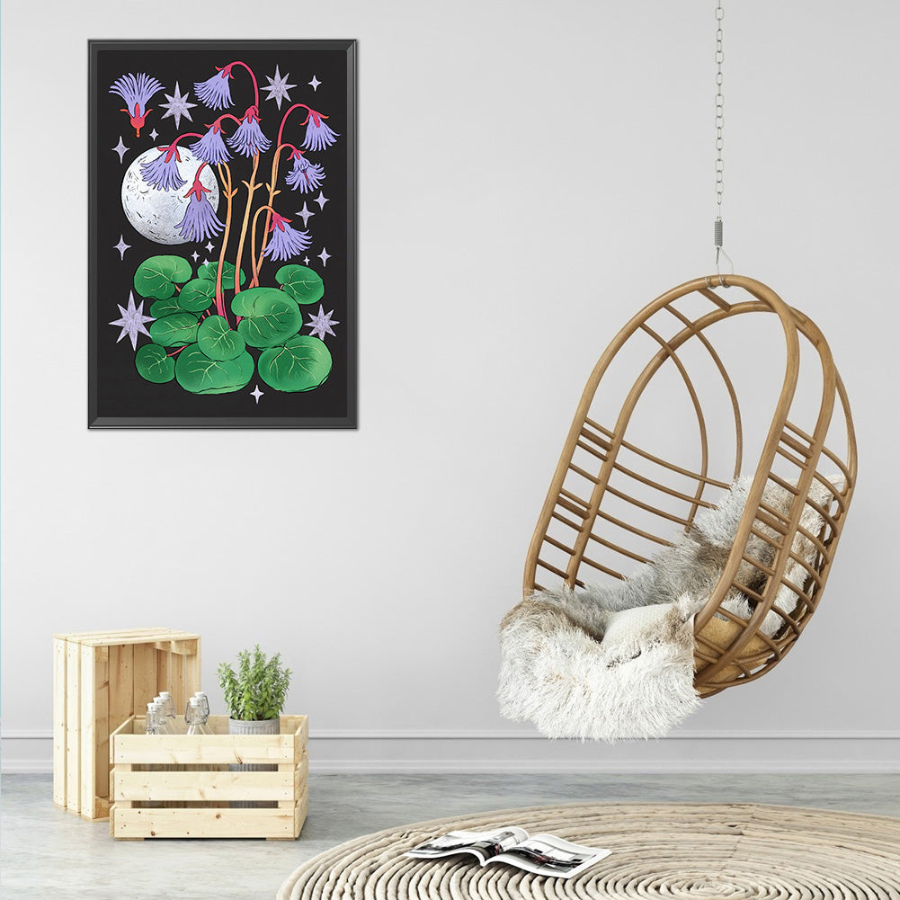 Flowers On Black - 11CT Stamped Cross Stitch 35*50CM