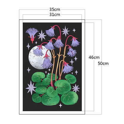 Flowers On Black - 11CT Stamped Cross Stitch 35*50CM