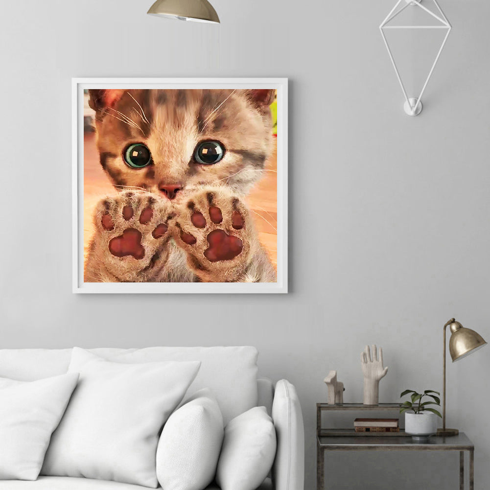 Cat - Full Round Drill Diamond Painting 30*30CM