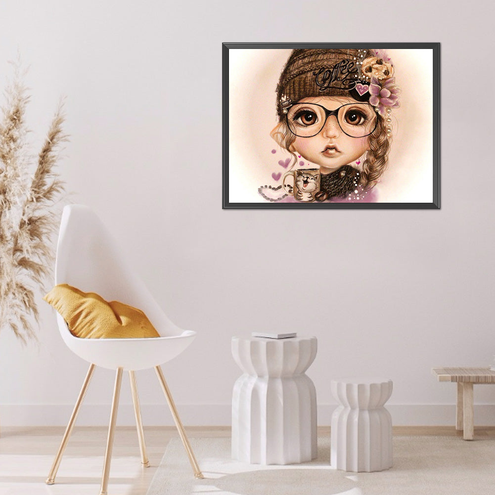 Big Eyes Girl - 11CT Stamped Cross Stitch 40*50CM